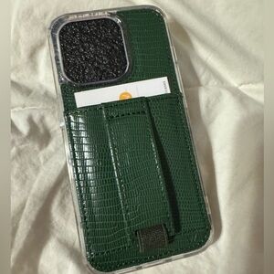 Walli iPhone 15 Pro phone case 
Green Emerald color with animal skin print